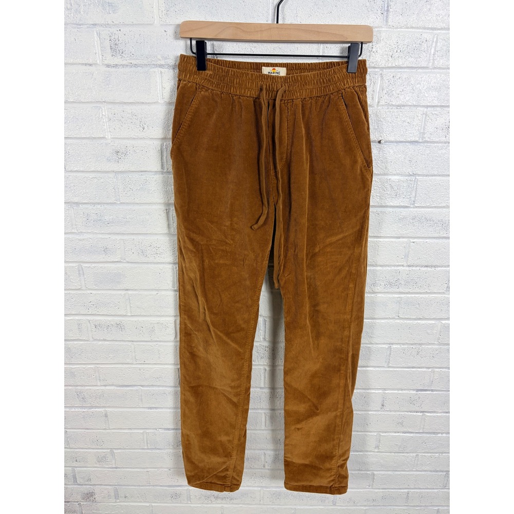 Marine Layer Saturday Pant Mens S Brown Corduroy Elastic Waist Tapered Casual